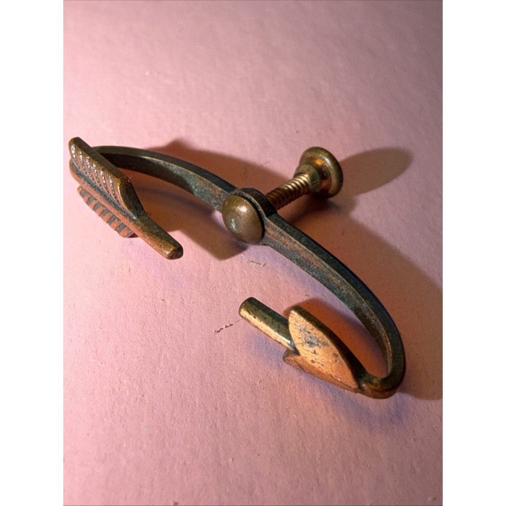 Vintage Antique Jabot Sweetheart Arrow TO MY Heart Screw Back BRASS TIE CLIP